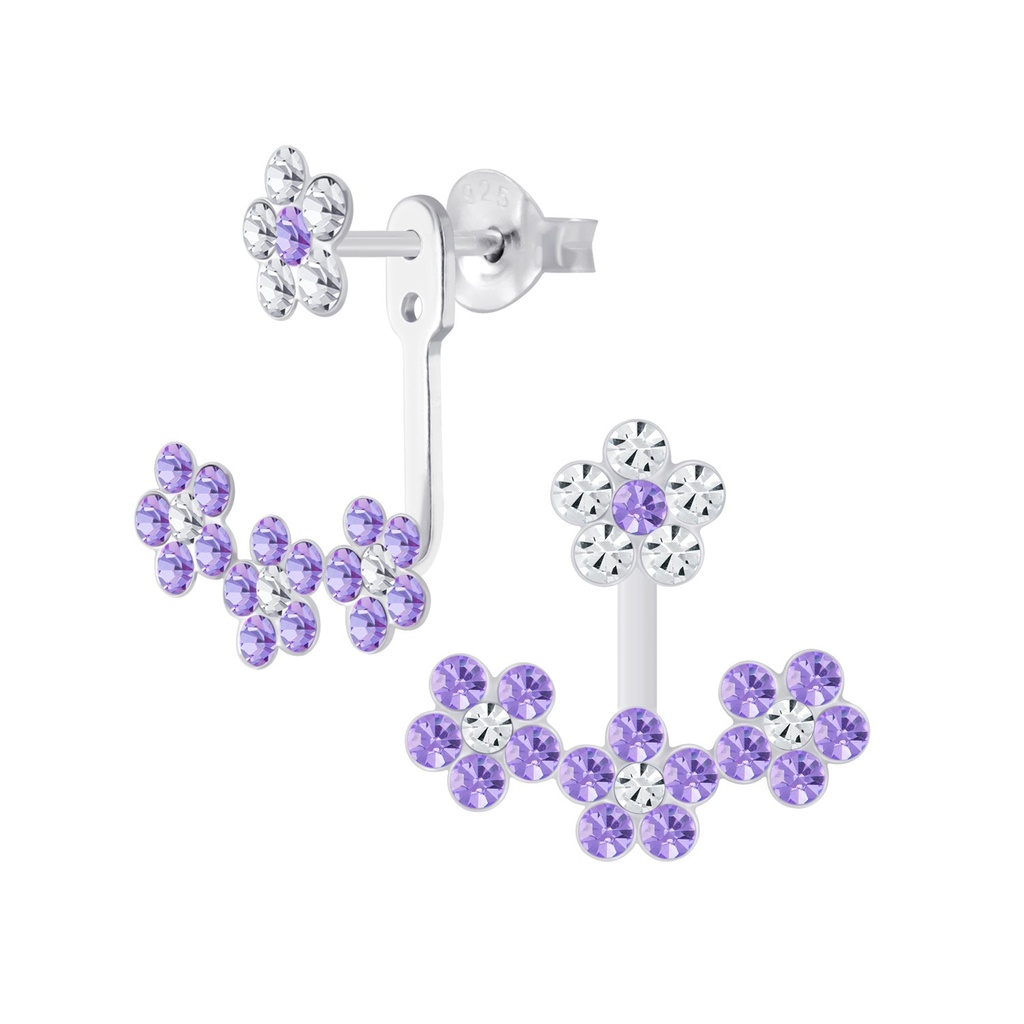 Silver Flower Crystal Ear Jacket