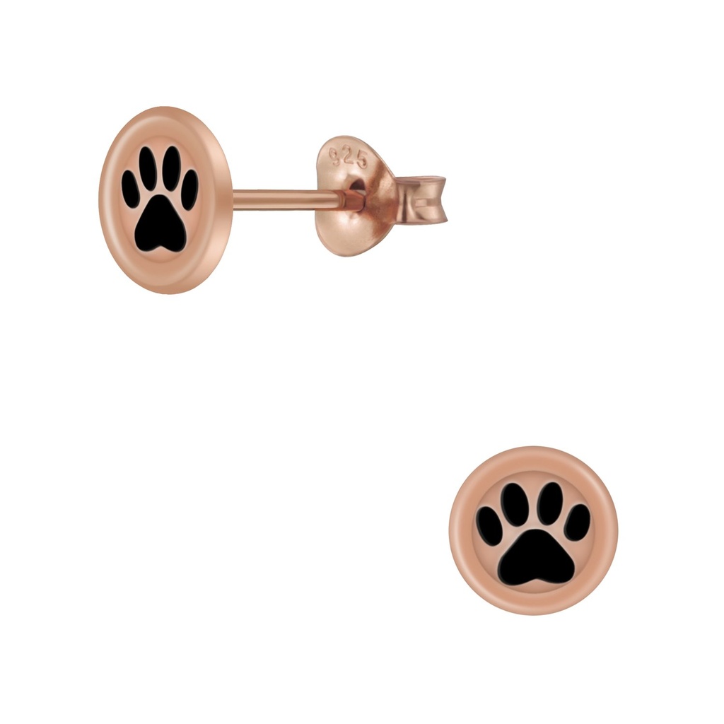 [10007352] Silver Paw Print Stud Earrings