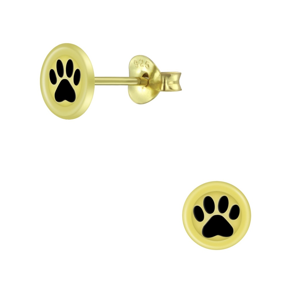 Puces d'oreilles empreinte de patte en argent