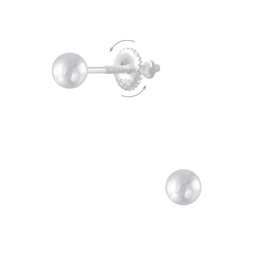 4mm Silver Ball Screw Back Earrings