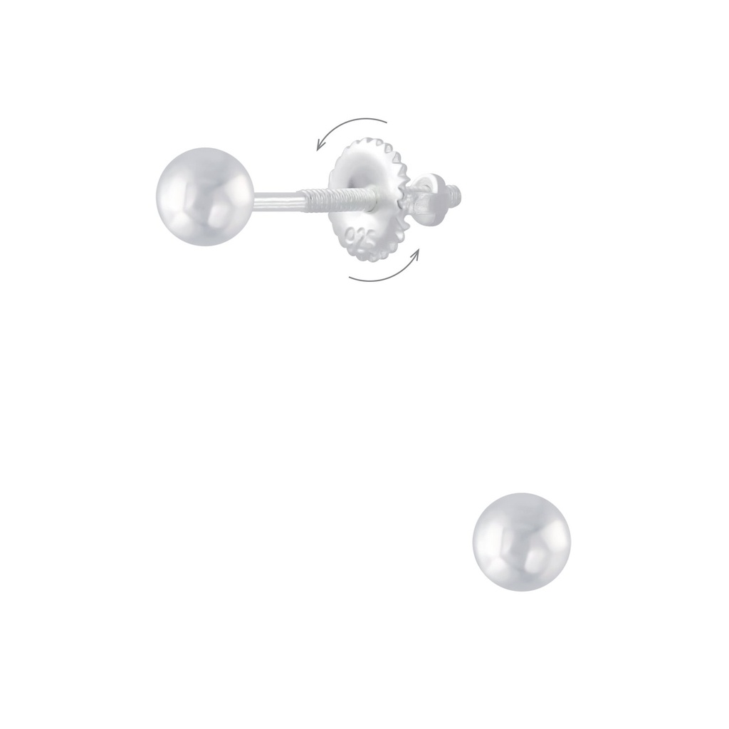 [10008524] Boucles d'oreilles à fermoir à vis boule en argent 3 mm