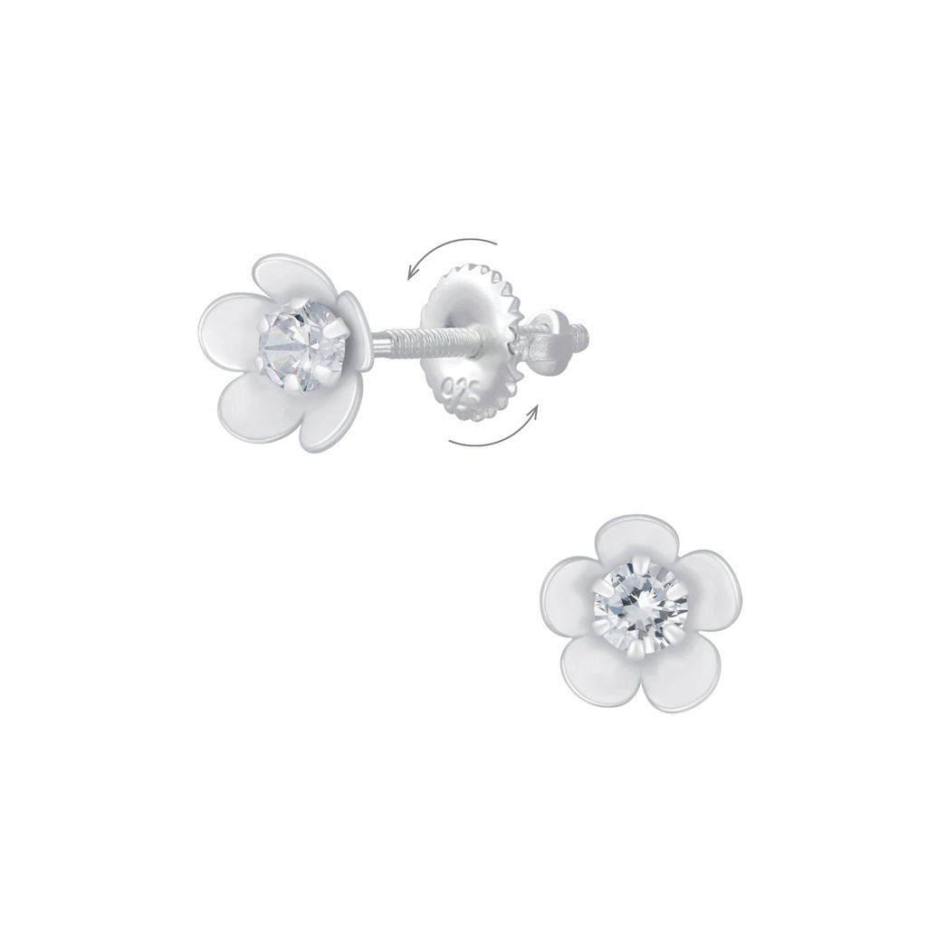 Boucles d'oreilles à fermoir à vis fleur en argent
