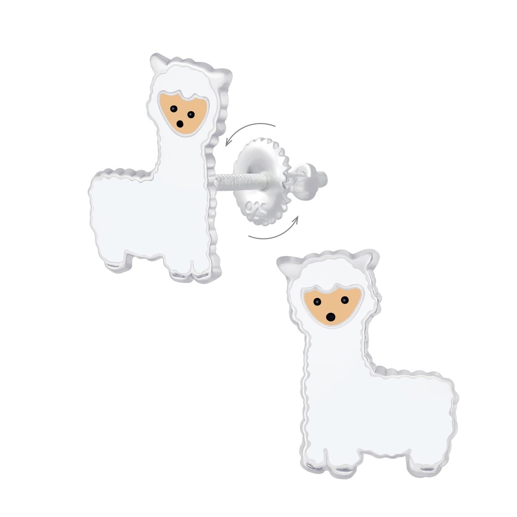 [10008458] Silver Alpaca Screw Back Earrings