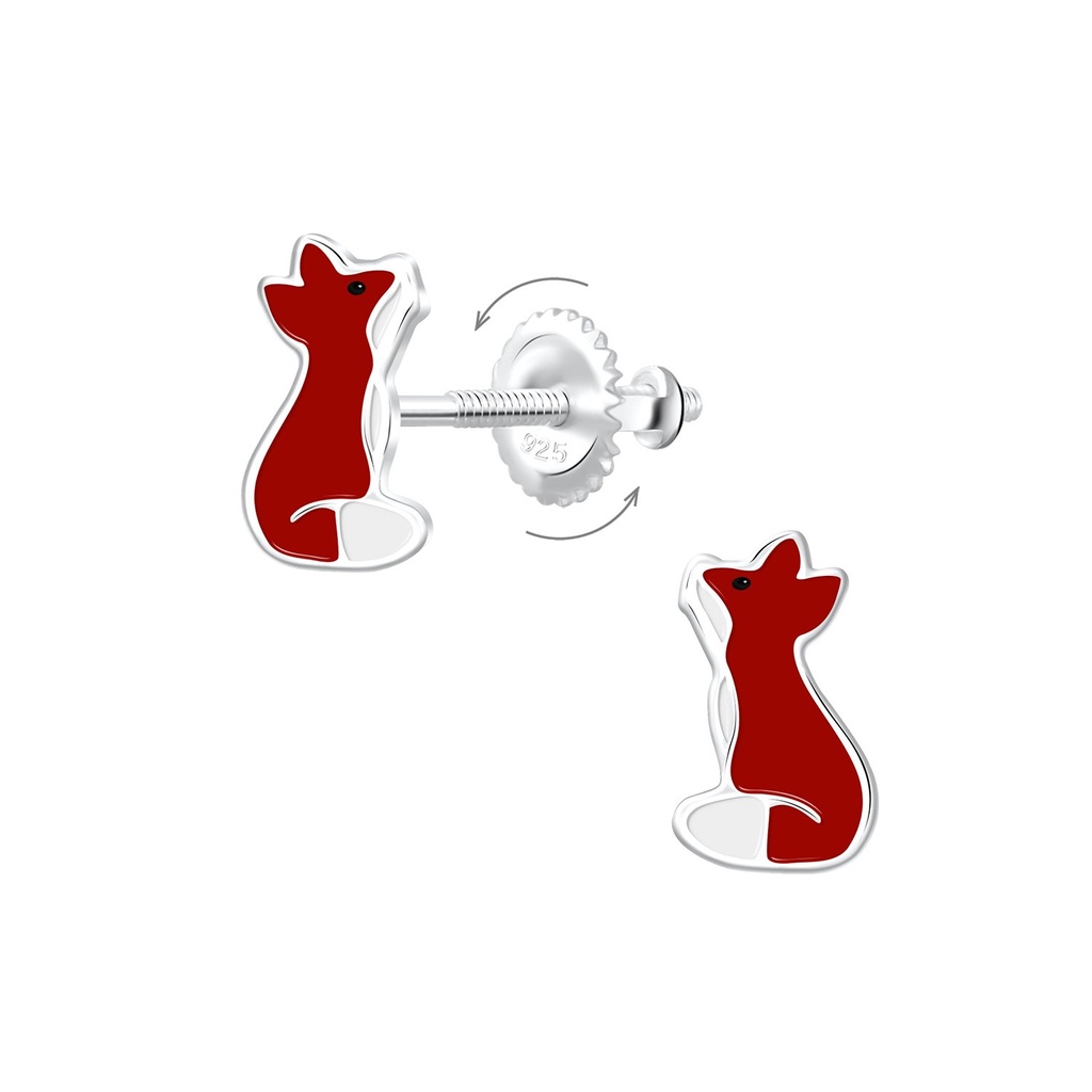 Silver Fox Screw Back Earrings