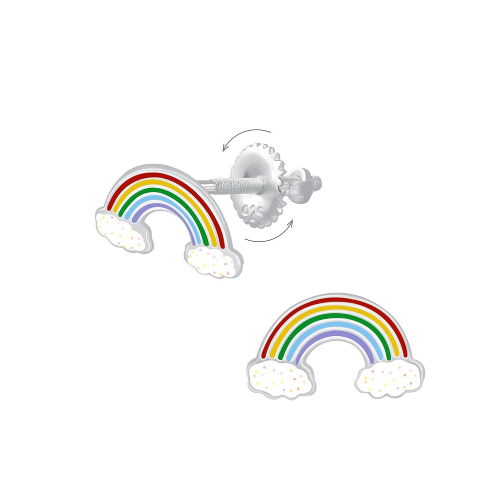 [10008529] Boucles d'oreilles à fermoir à vis arc-en-ciel en argent
