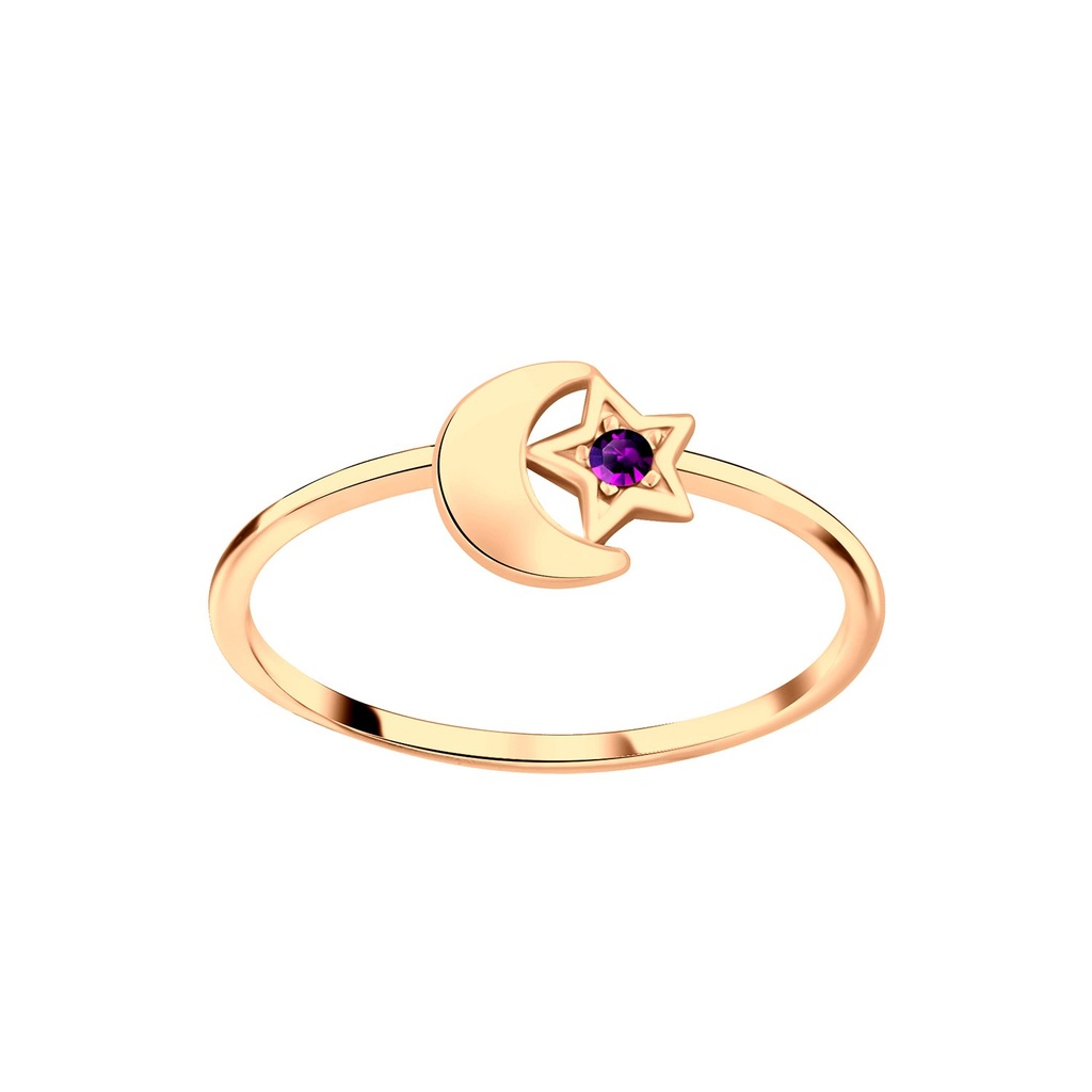 Silver Star Moon Crystal Ring