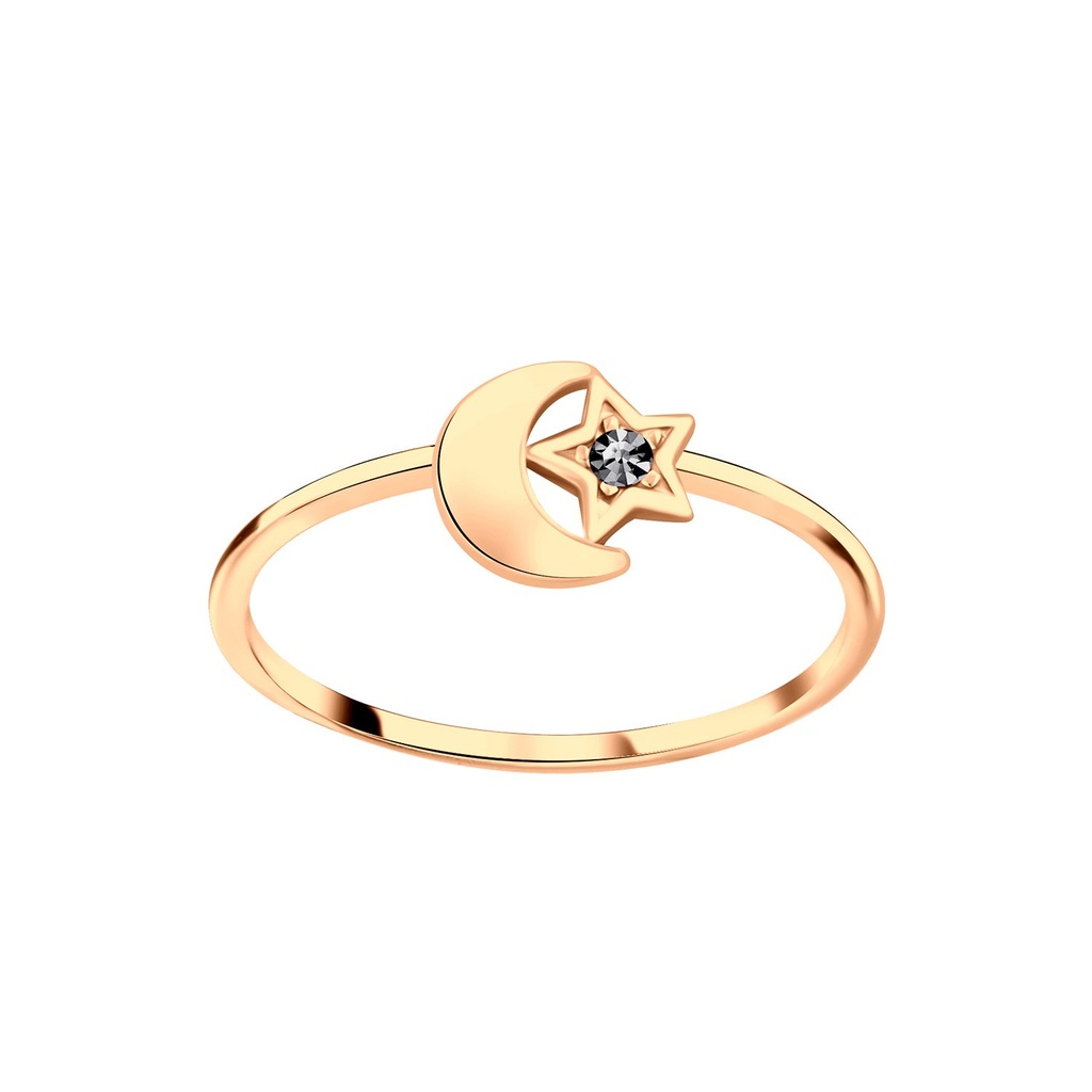 [10007648] Bague lune étoile en argent cristal (EU 52 / US 6)