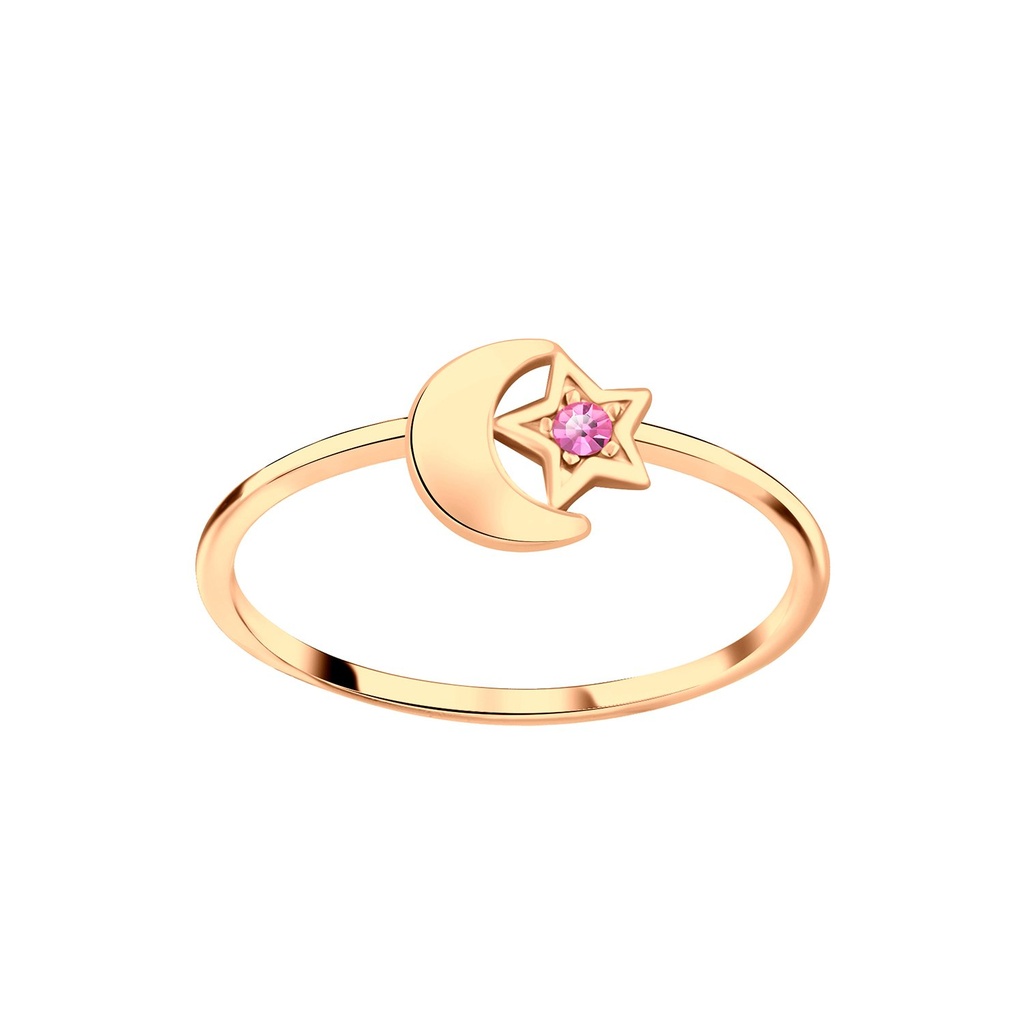 Silver Star Moon Crystal Ring