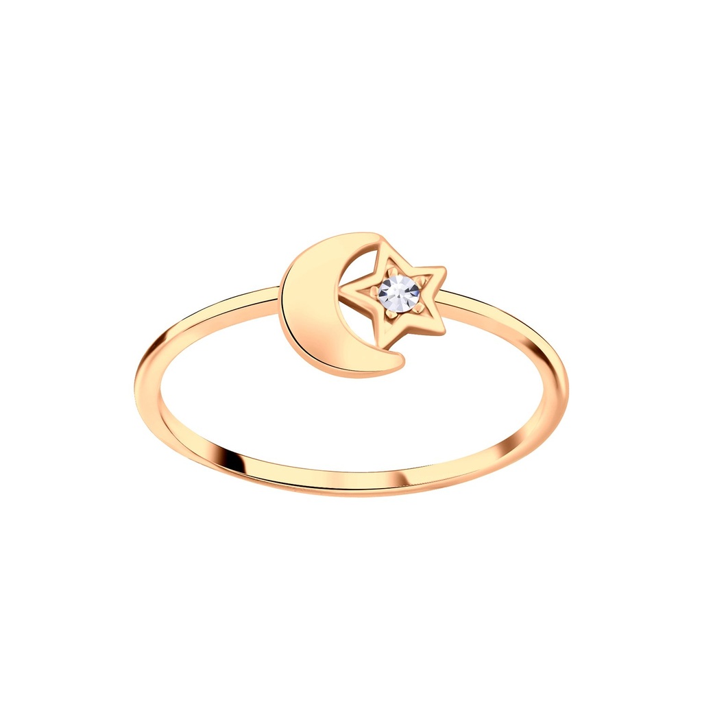 Silver Star Moon Crystal Ring