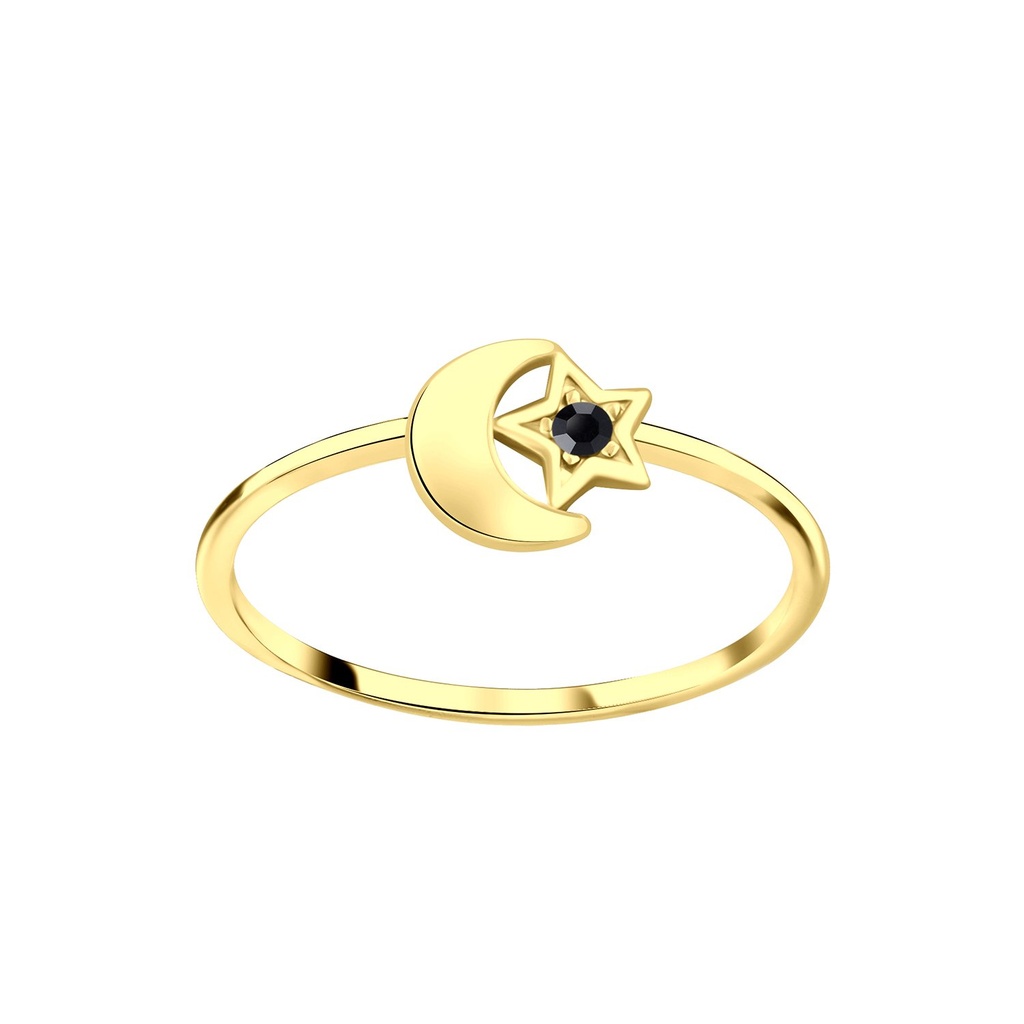 [10008405] Silver Star Moon Crystal Ring (EU 52 / US 6)