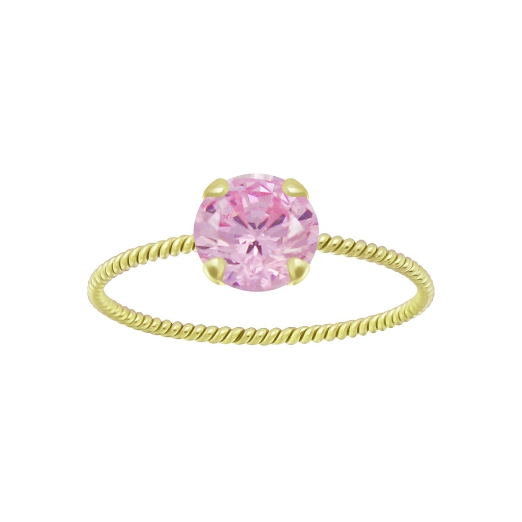 6mm Round Cubic Zirconia Silver Twisted Band Solitaire Ring