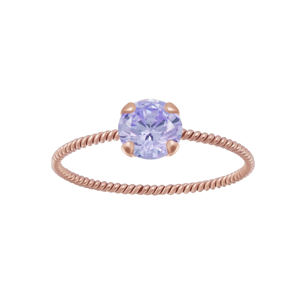 5mm Round Cubic Zirconia Silver Twisted Band Solitaire Ring