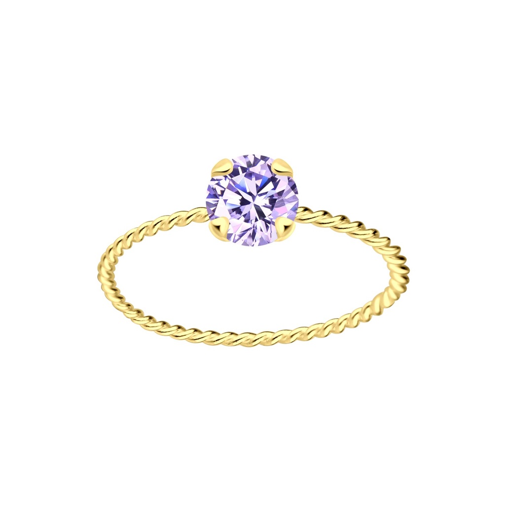 5mm Round Cubic Zirconia Silver Twisted Band Solitaire Ring