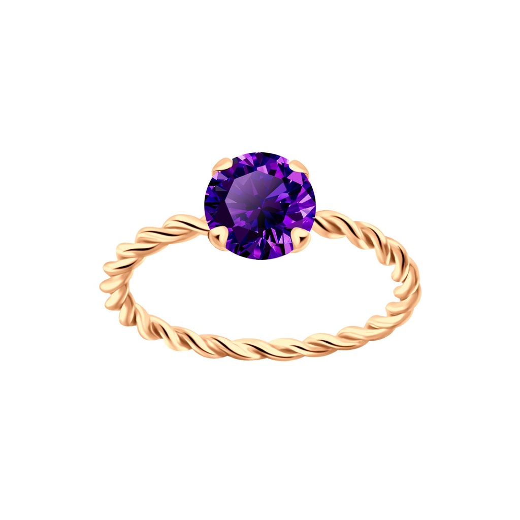 [10006280] 6mm Round Cubic Zirconia Silver Twisted Band Solitaire Ring (EU 52 / US 6)