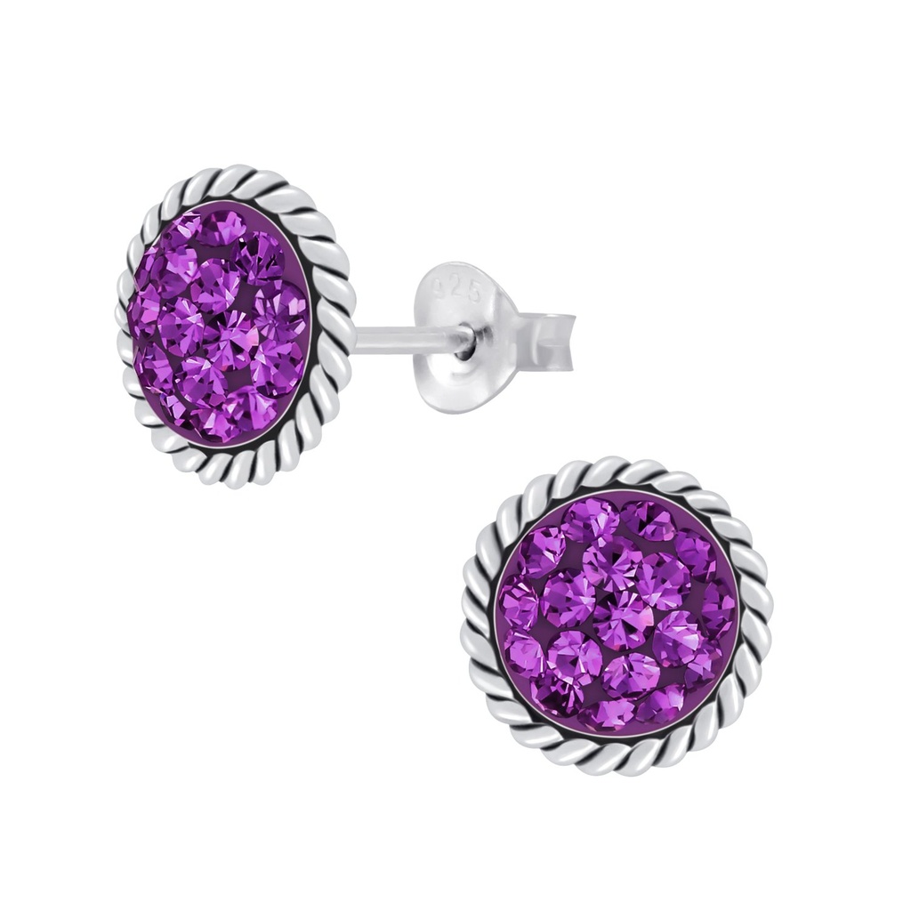 Puces d'oreilles en argent cristal