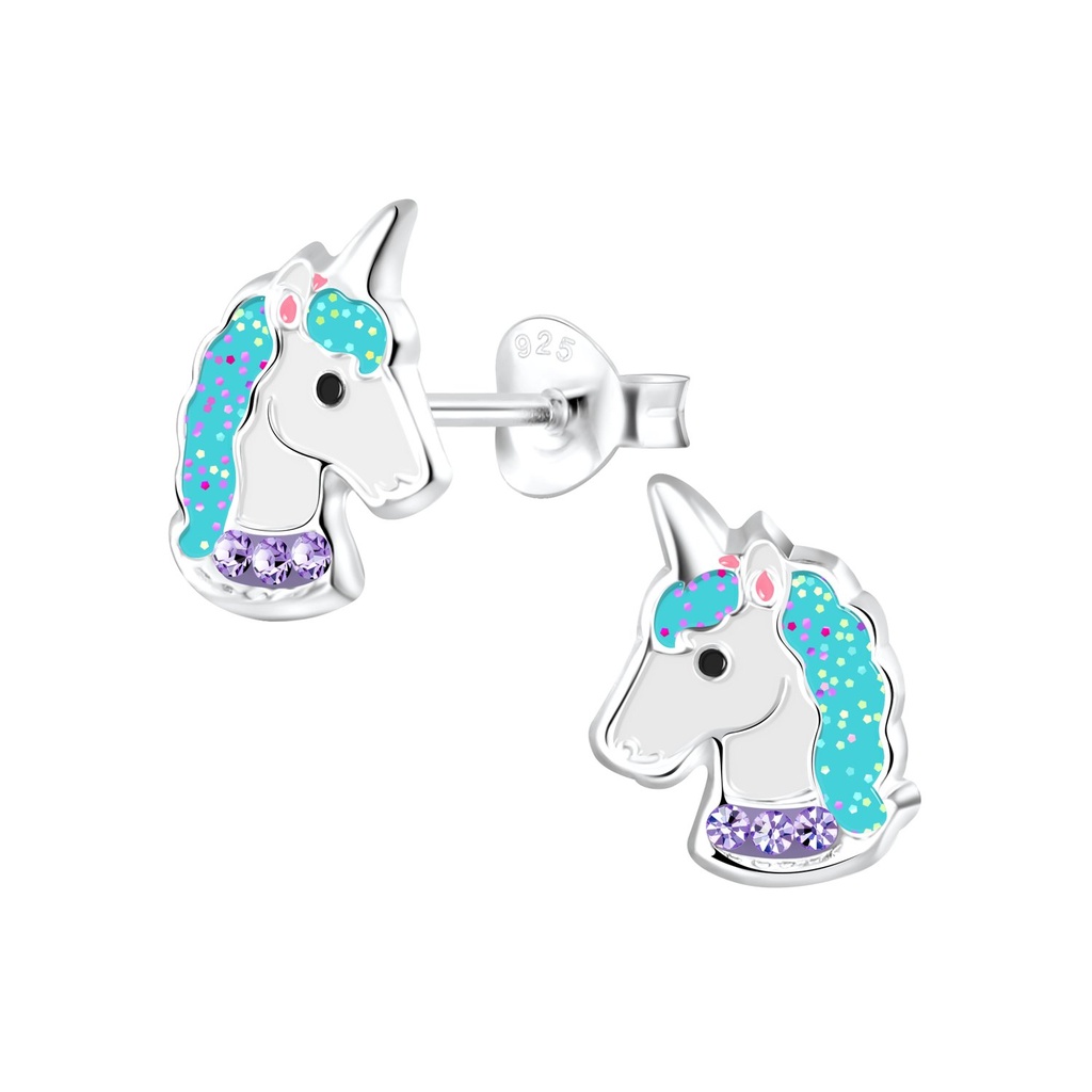 Silver Unicorn Stud Earrings