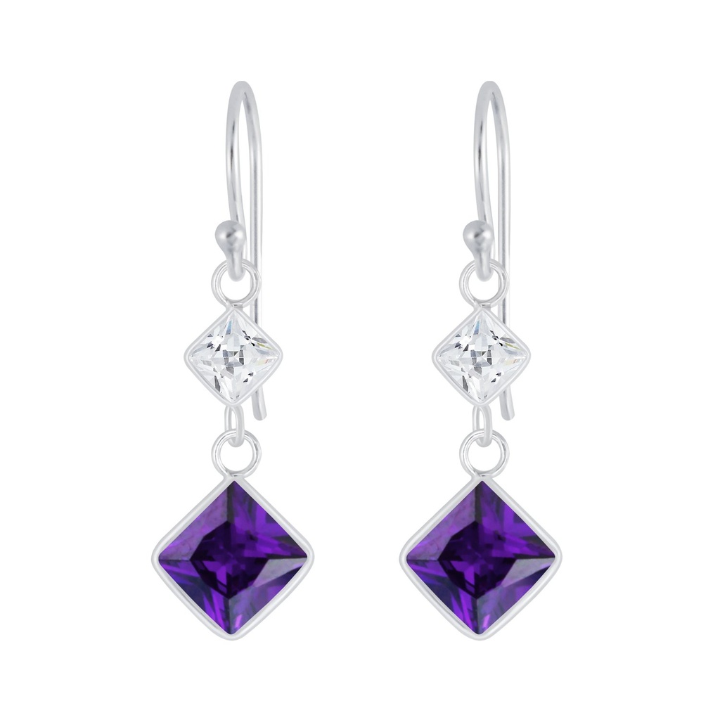 [10007068] Boucles d'oreilles en argent zircon carré