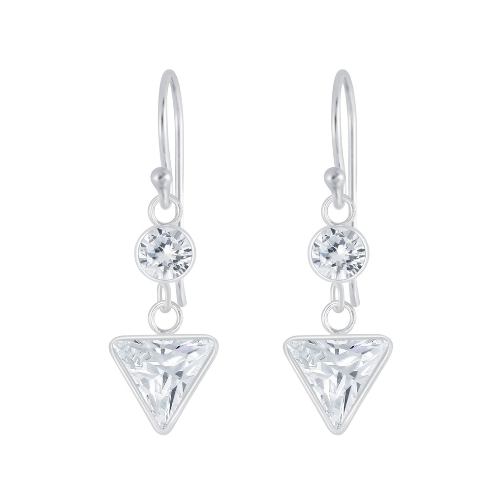 Silver Geometric Cubic Zirconia Earrings