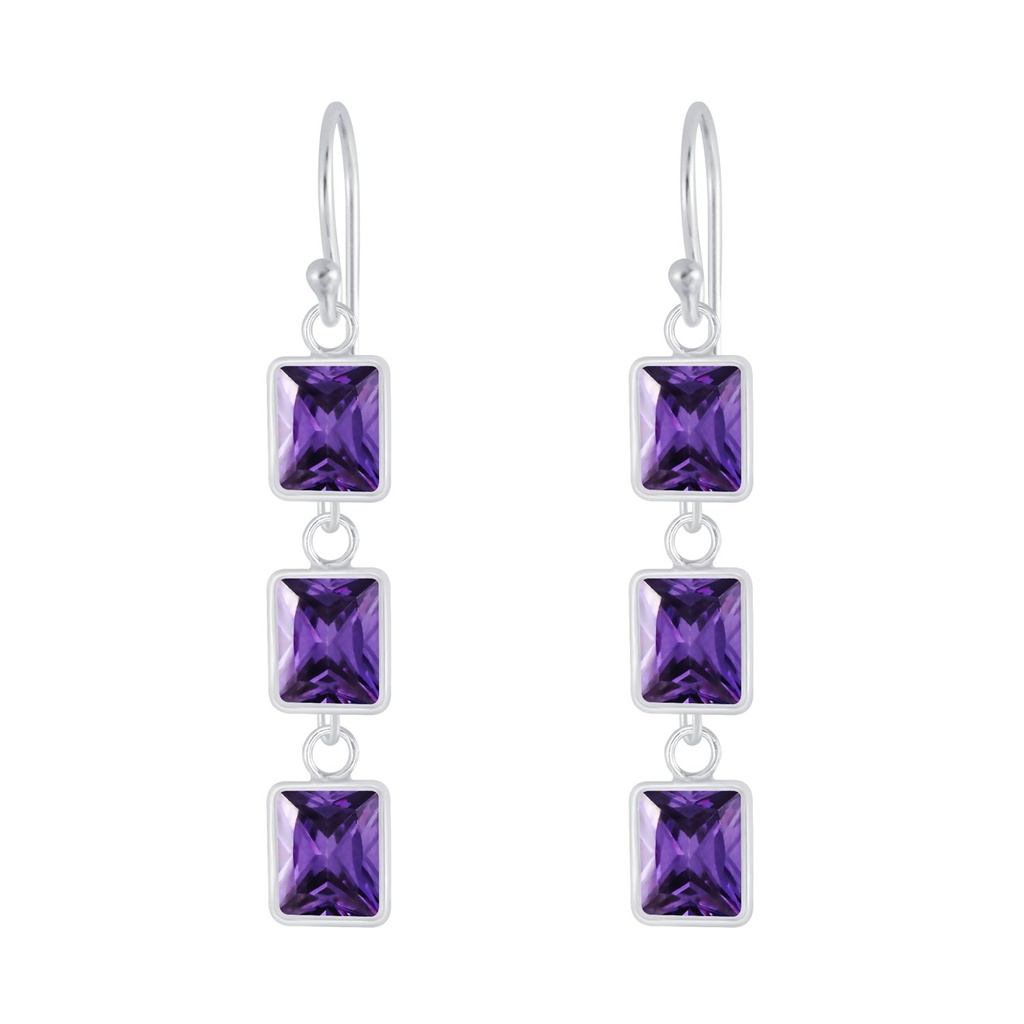 Boucles d'oreilles rectangle en argent zircon