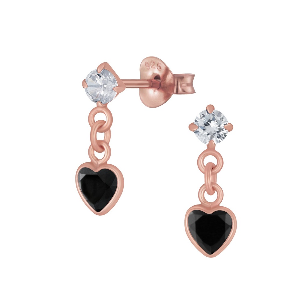Puces d'oreilles goutte en argent zircon cœur