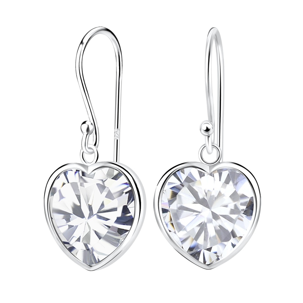 Boucles d'oreilles en argent zircon cœur 12 mm