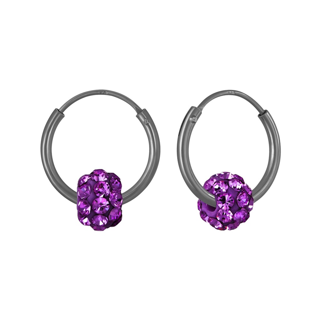 Créoles boule en argent cristal