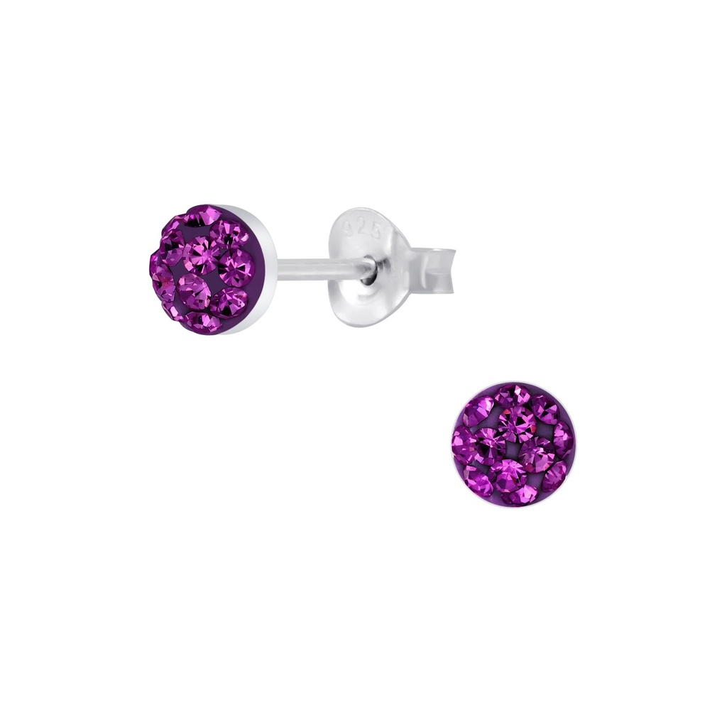Puces d'oreilles en argent cristal