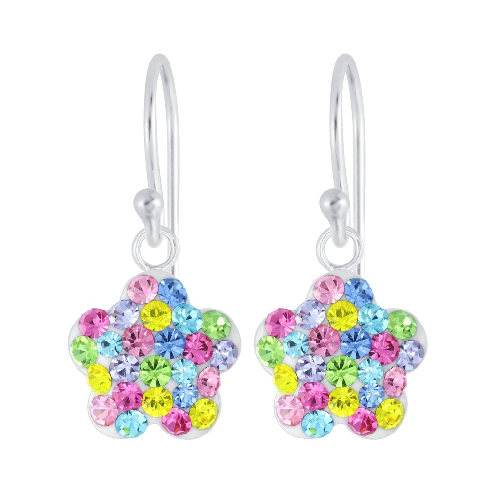 Boucles d'oreilles en argent cristal fleur