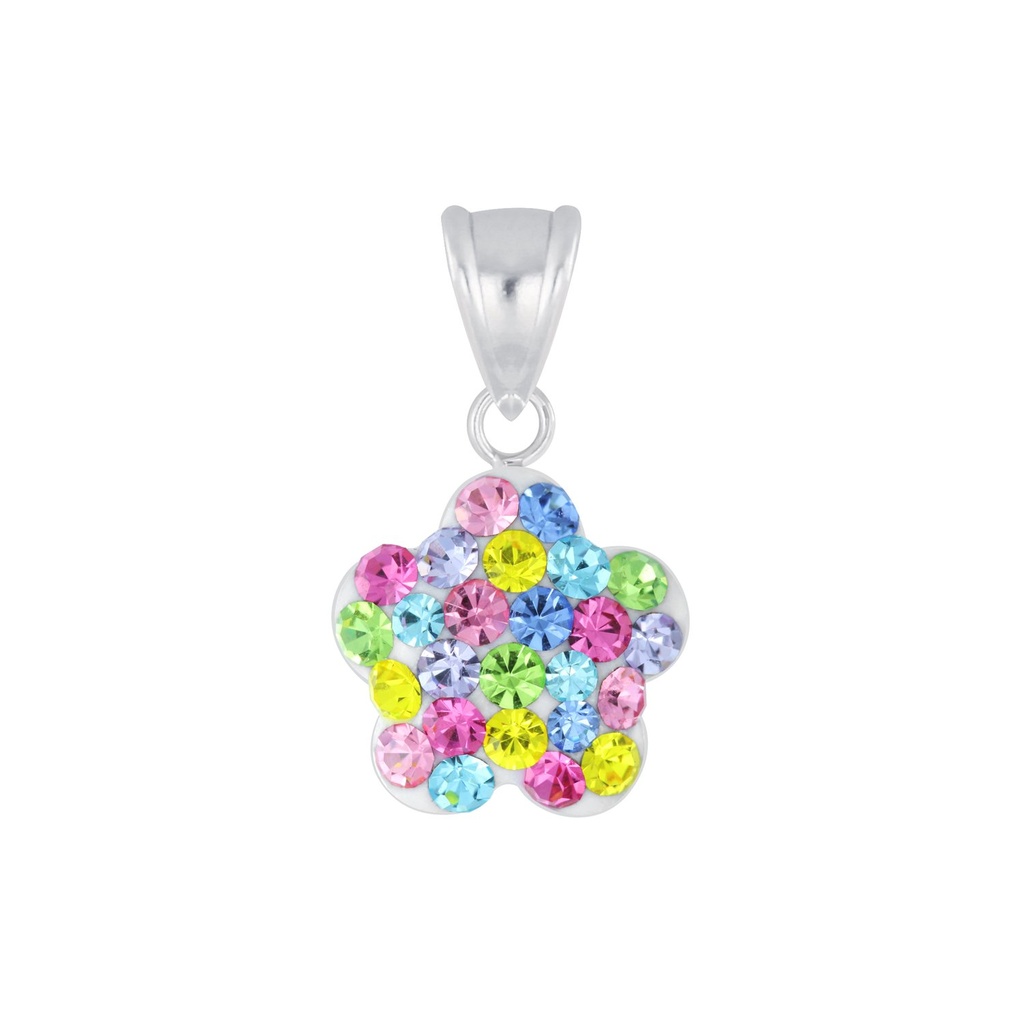 Silver Flower Crystal Pendant