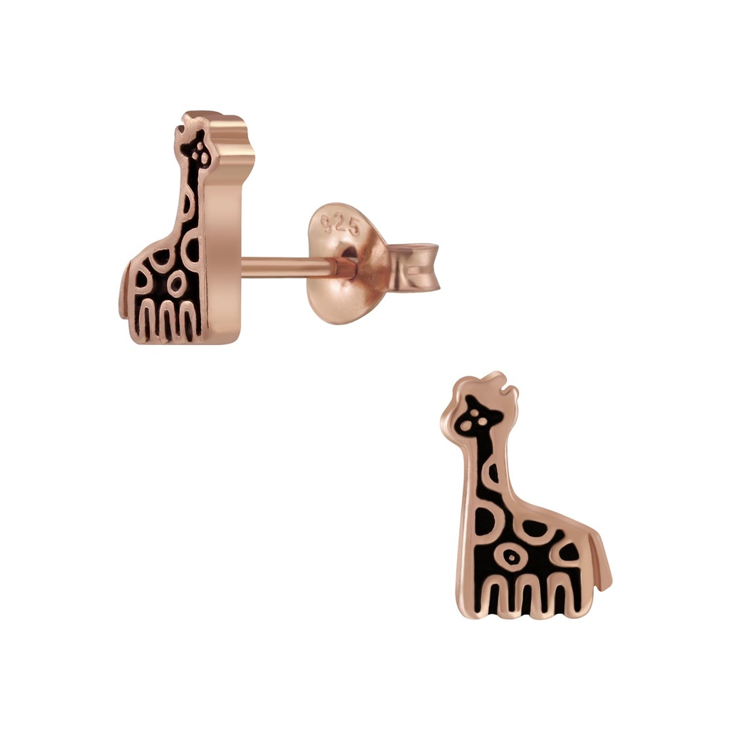 Silver Giraffe Stud Earrings