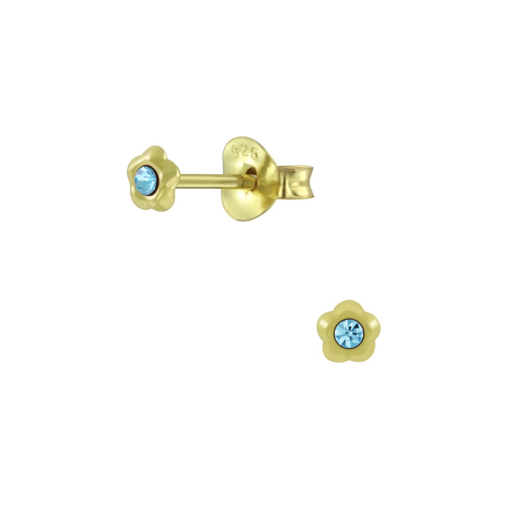 Silver Crystal Flower Stud Earrings