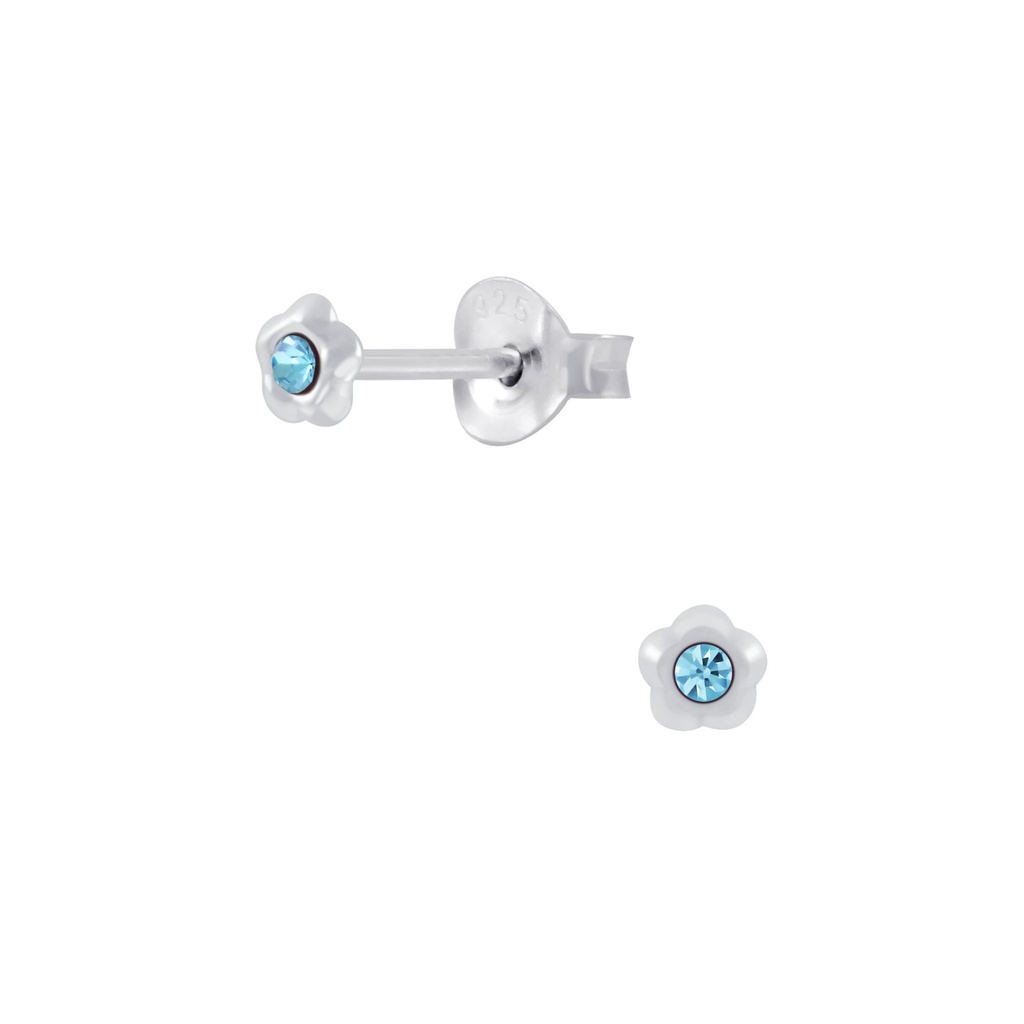 [10008075] Puces d'oreilles en argent cristal fleur (Aqua Bohemica)