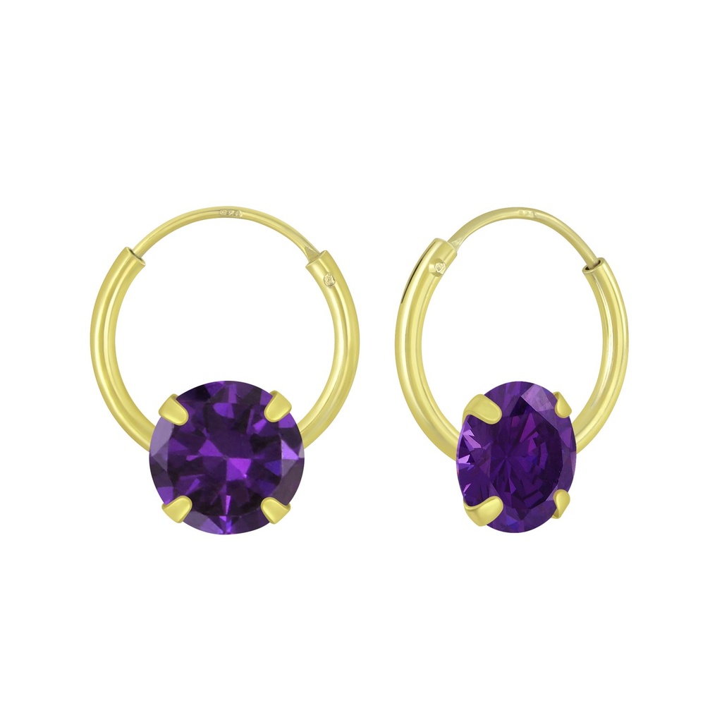 6mm Round Cubic Zirconia Silver Hoop Earrings