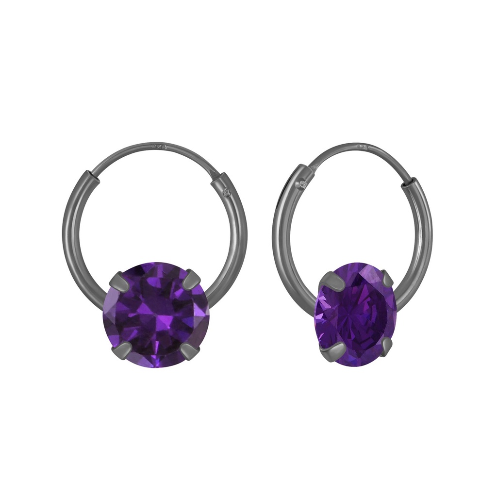 6mm Round Cubic Zirconia Silver Hoop Earrings