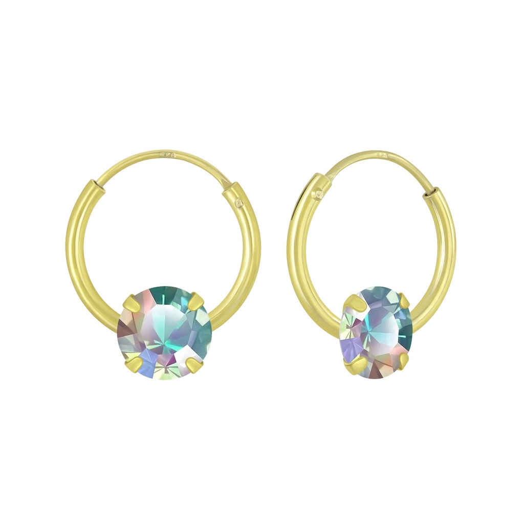 4mm Round Cubic Zirconia Silver Hoop Earrings