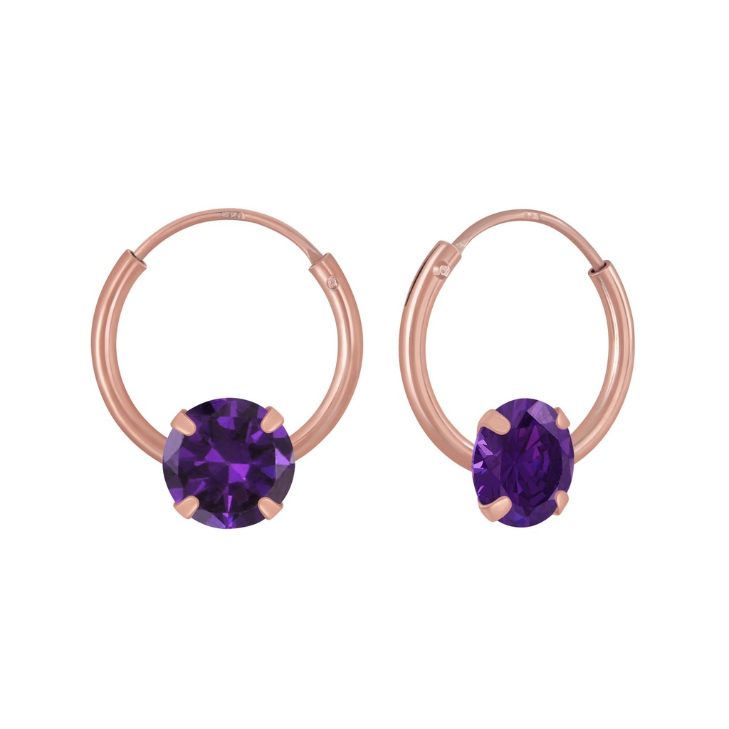 Créoles en argent zircon rond 4 mm