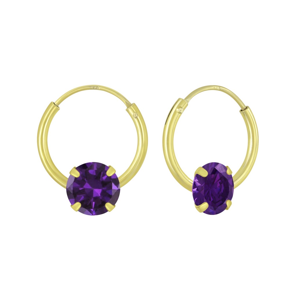 4mm Round Cubic Zirconia Silver Hoop Earrings