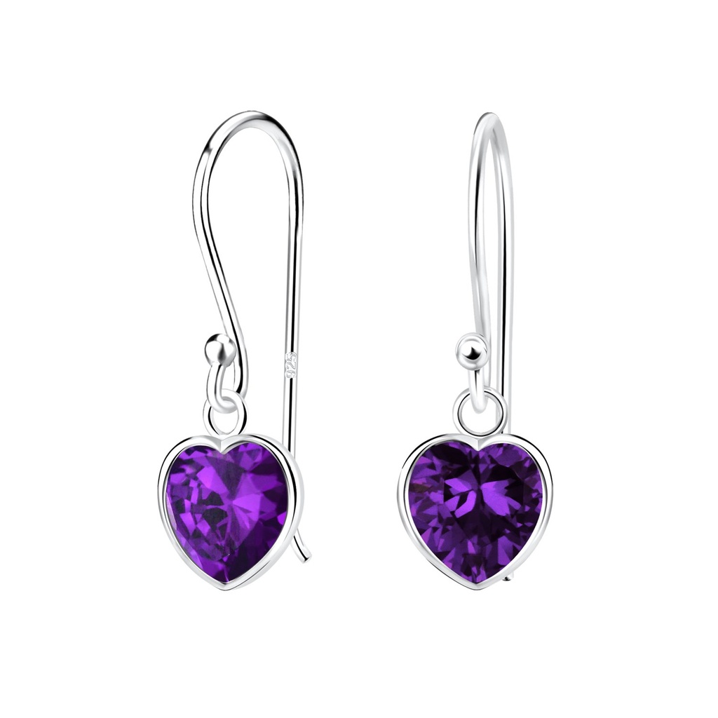 Boucles d'oreilles en argent zircon cœur 7 mm