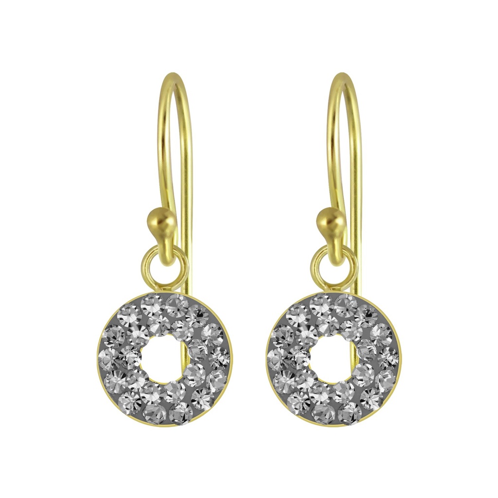 Silver Circles Crystal Earrings