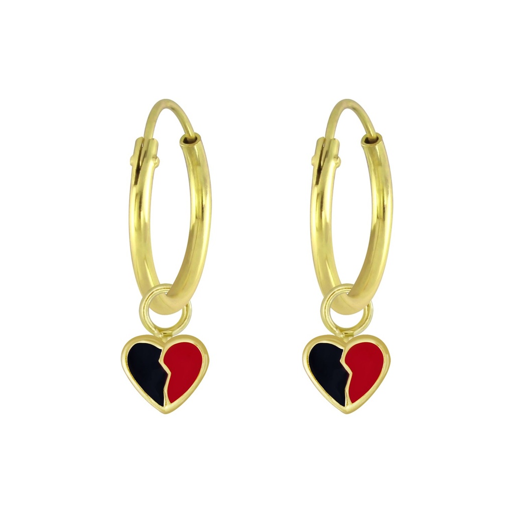 Silver Heart Charm Hoop Earrings