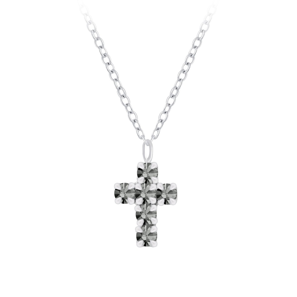 Collier croix en argent cristal