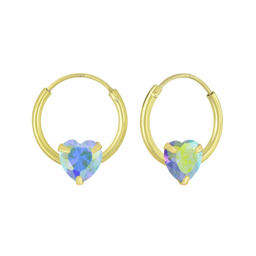 4mm Heart Cubic Zirconia Silver Hoop Earrings