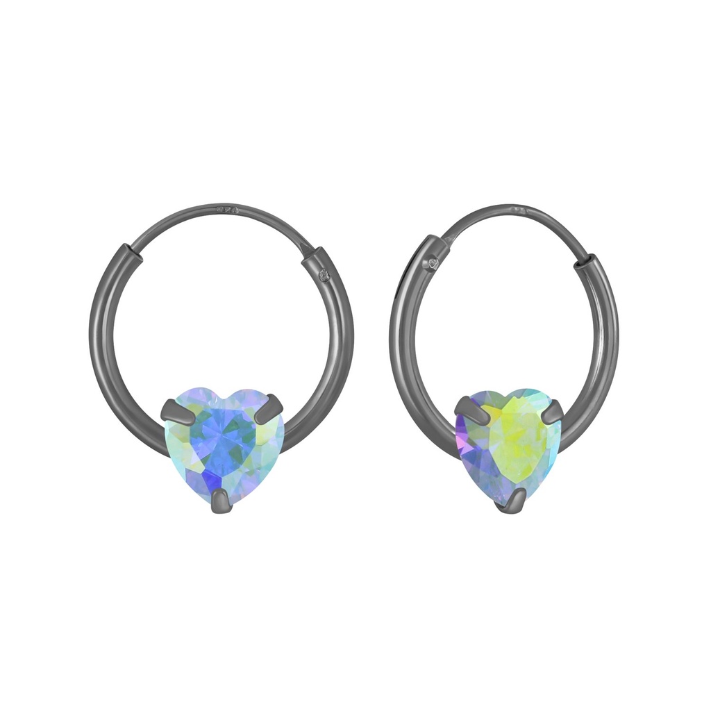 [10007773] Créoles en argent zircon cœur 4 mm