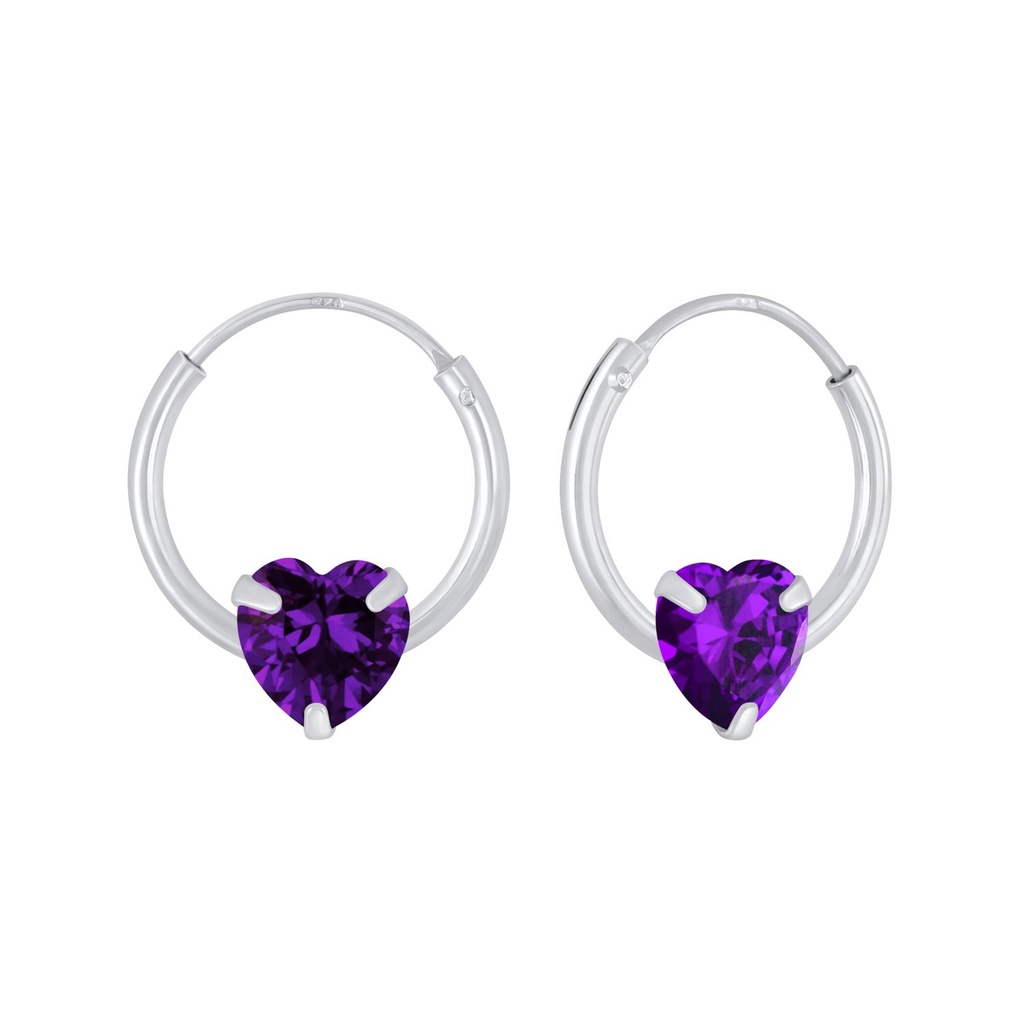 Créoles en argent zircon cœur