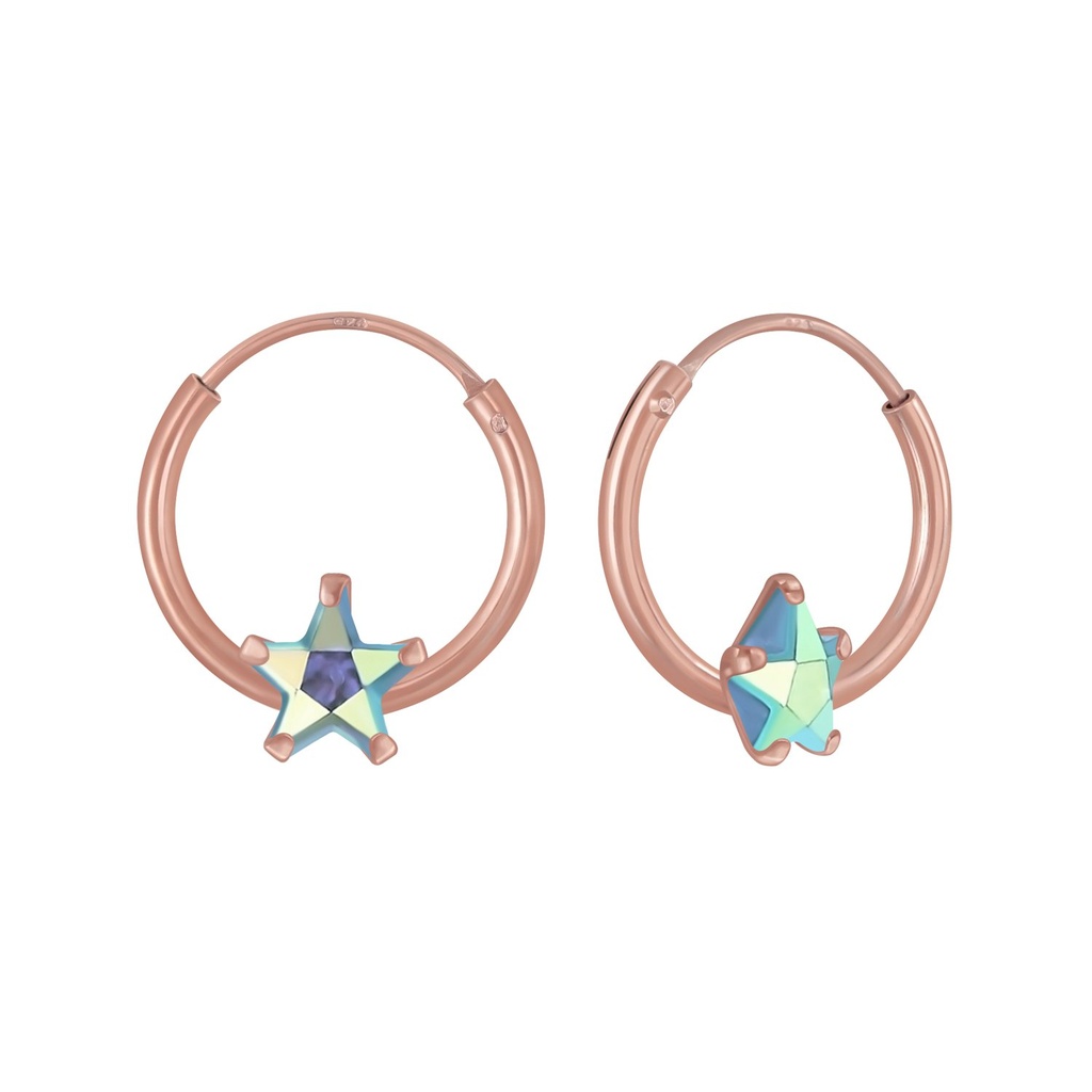 4mm Star Cubic Zirconia Silver Hoop Earrings