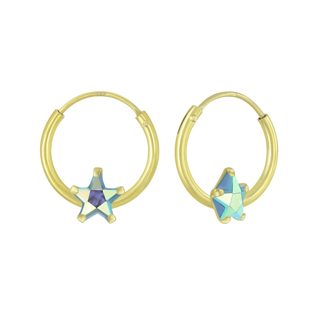 Créoles en argent zircon étoile 4 mm