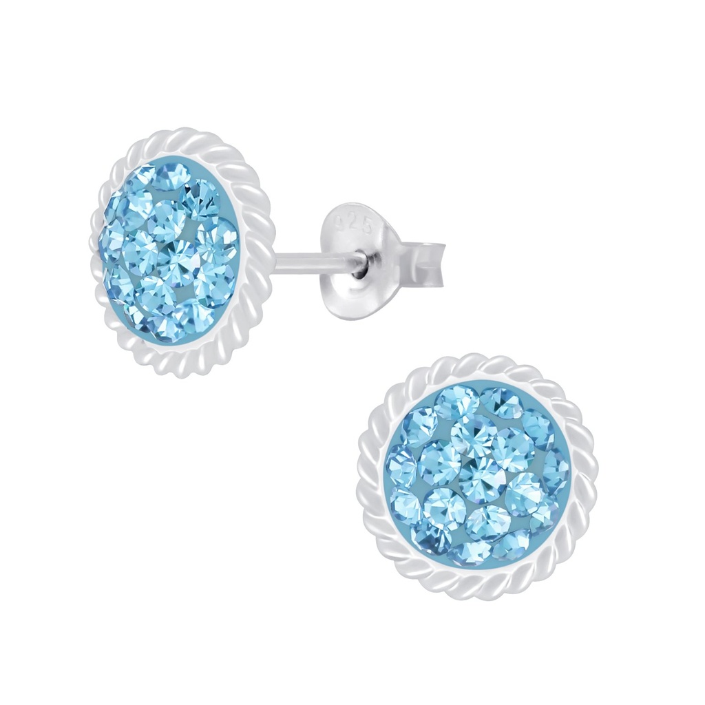 Puces d'oreilles en argent cristal rond