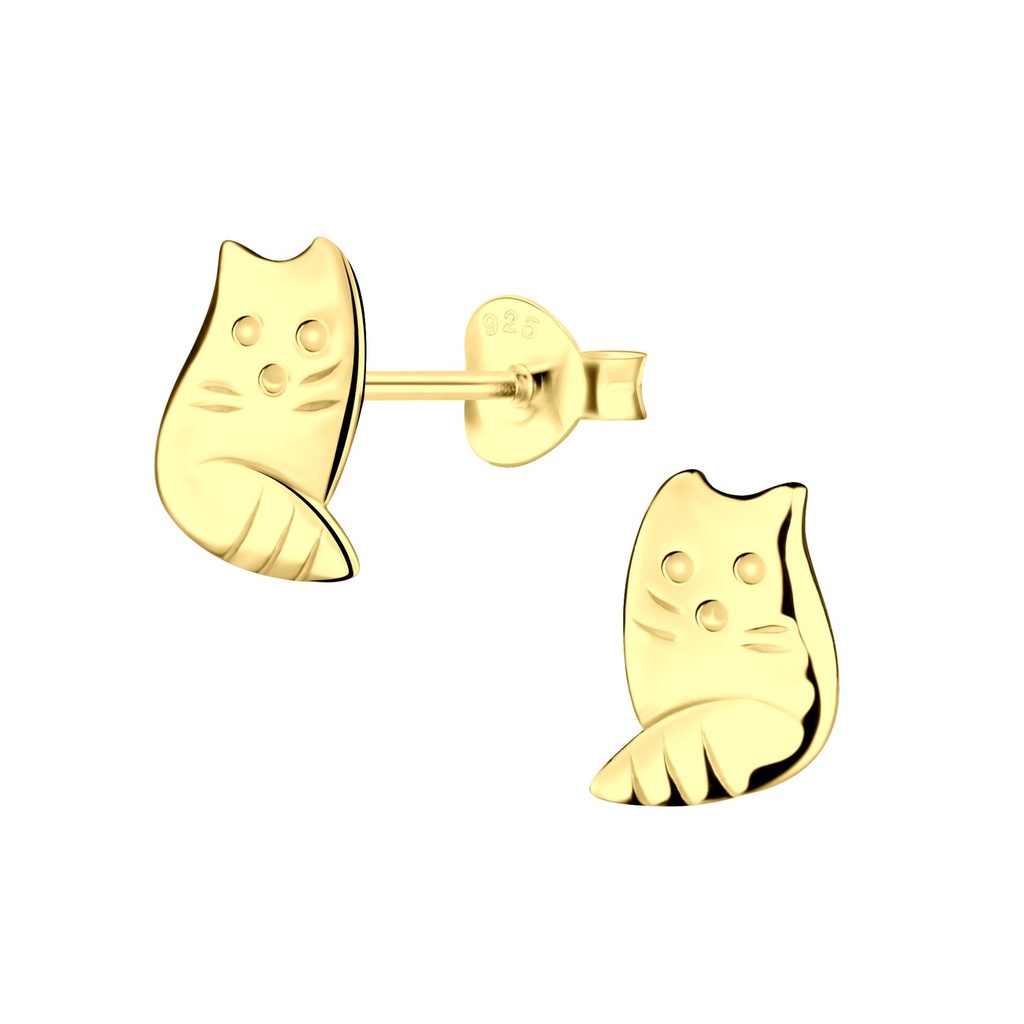 Puces d'oreilles chat en argent