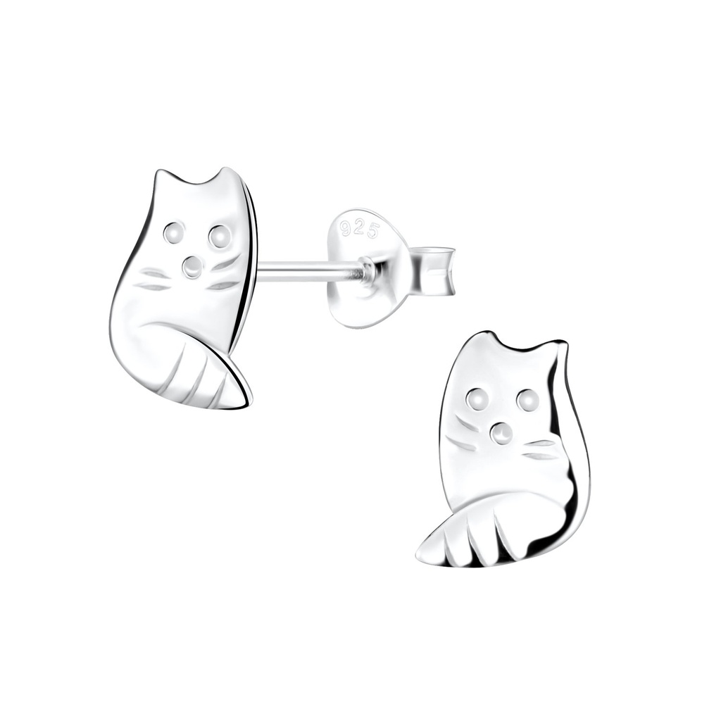 Puces d'oreilles chat en argent