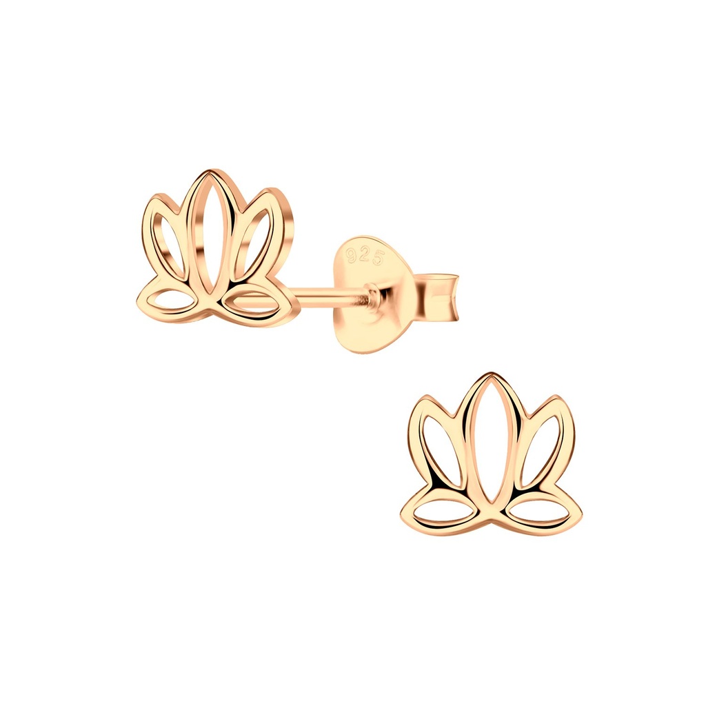 Silver Lotus Flower Stud Earrings